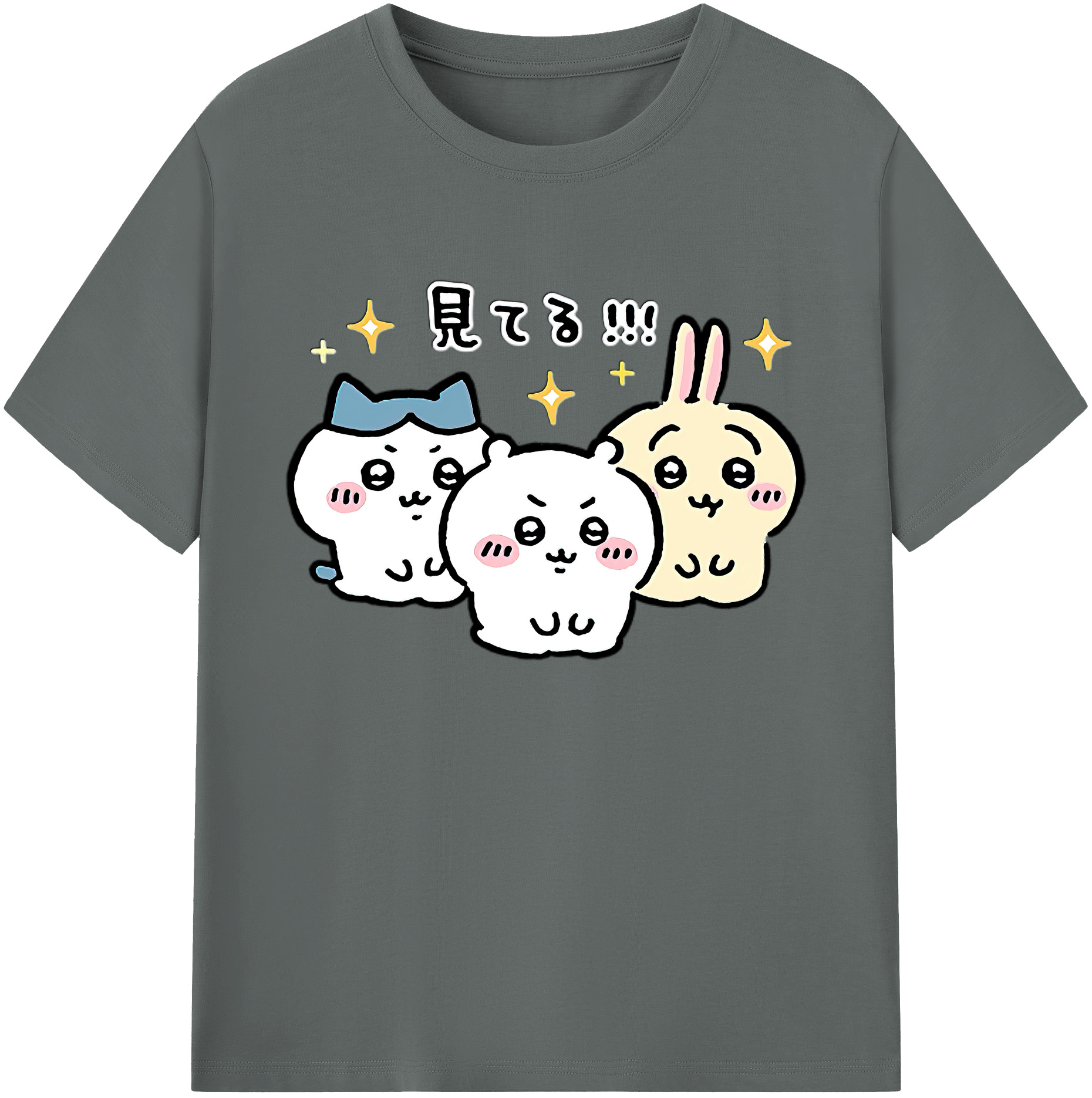（画像用） ちいかわ ハチワレ Chii-kawa hachiware 綿100％ メンズ半袖Tシャツ｜肌触りやわらか＆通気性